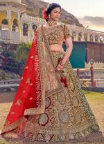 Velvet Multi Colour Bridal Wear Embroidery Work Lehenga Choli